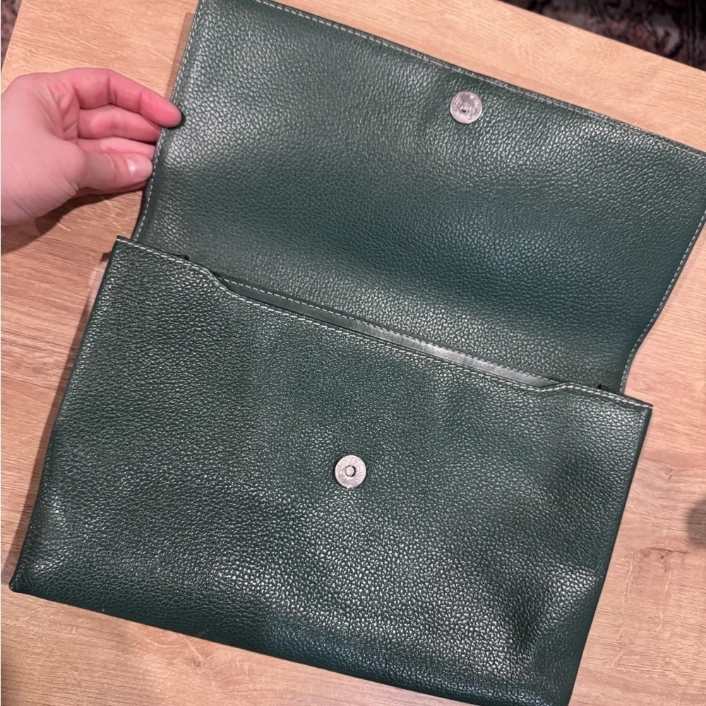 Guy Laroche Dark Green Envelope Clutch